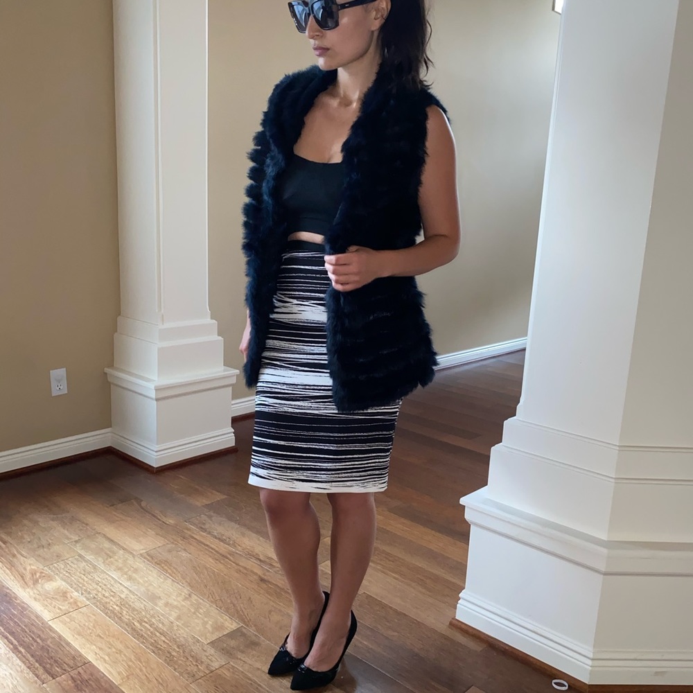 La Fiorentina vest - real fur, size S, black/blue